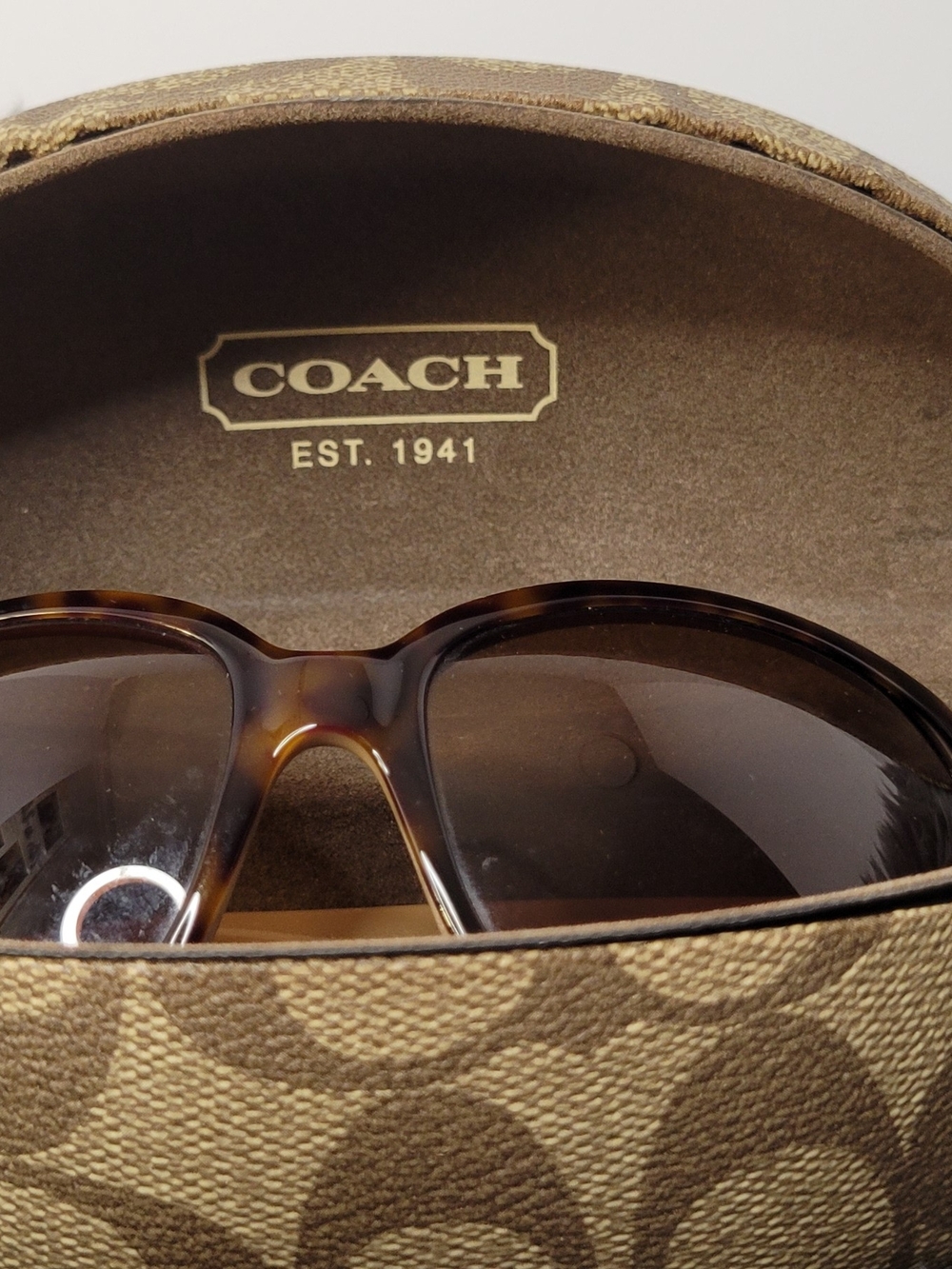 COACH Brown Tortoiseshell Sunglasses with Case